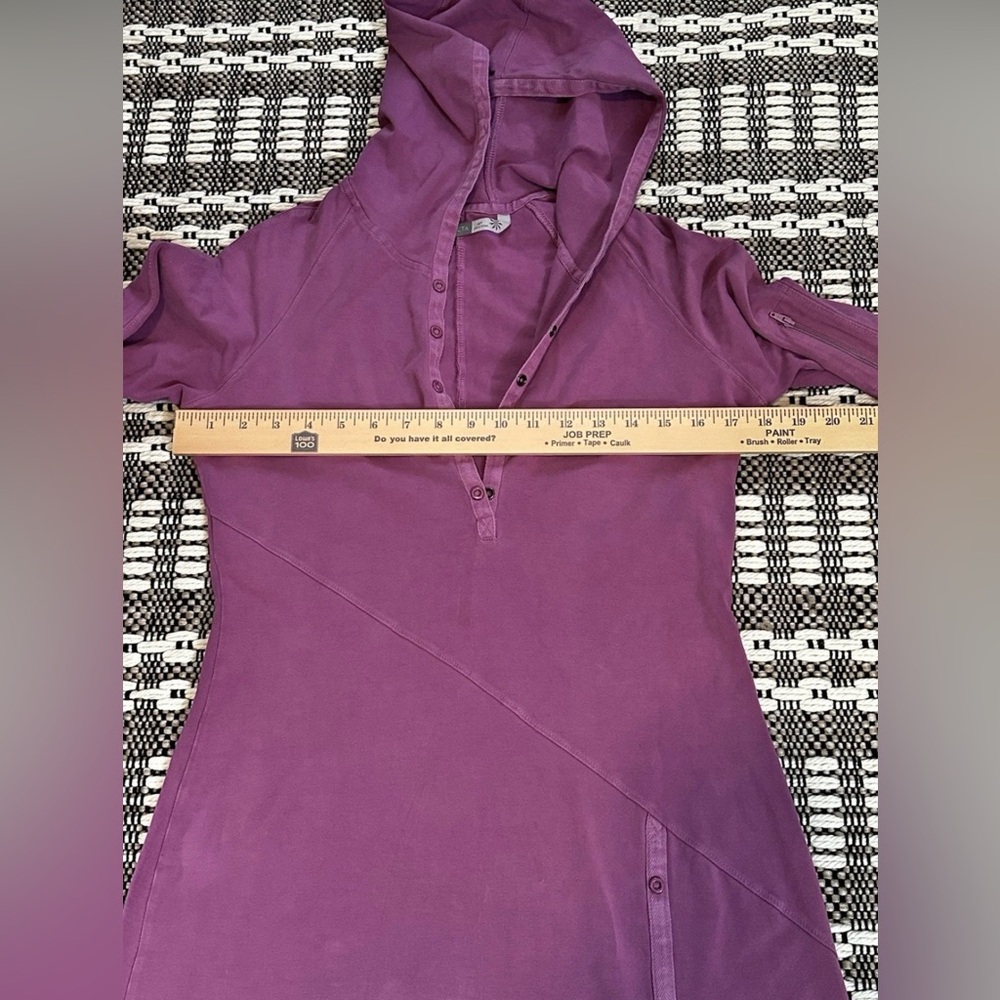 Athleta Women’s Organic Cotton Long Dress Henley Medium Tall Purple Plum Hood - Picture 6 of 11